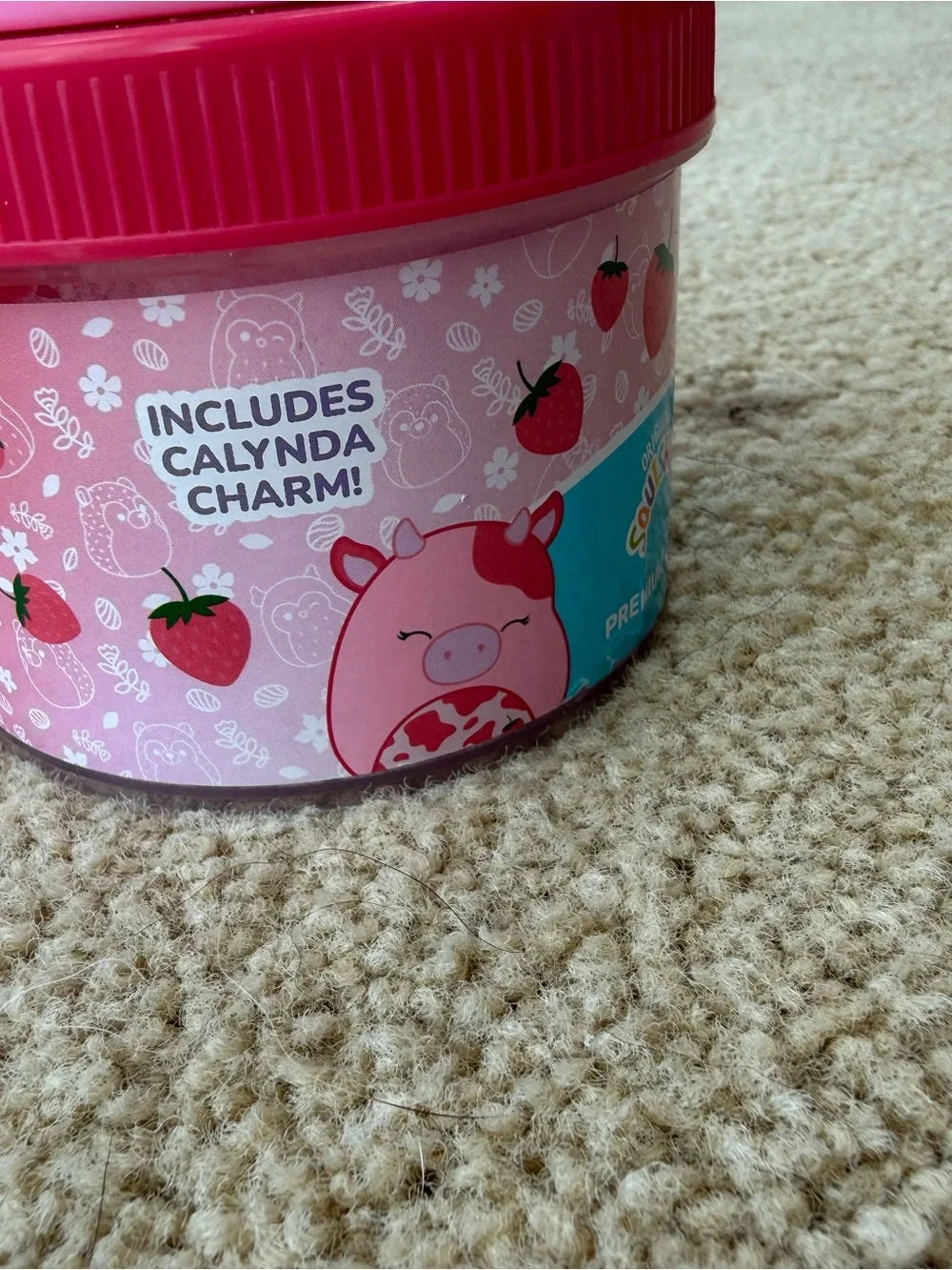Squishmallows Pink Unicorn-Pig Bath Topper with Red Lid